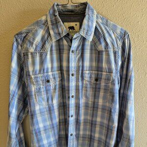 Dakota Grizzly Blue Plaid Snap Button Shirt
